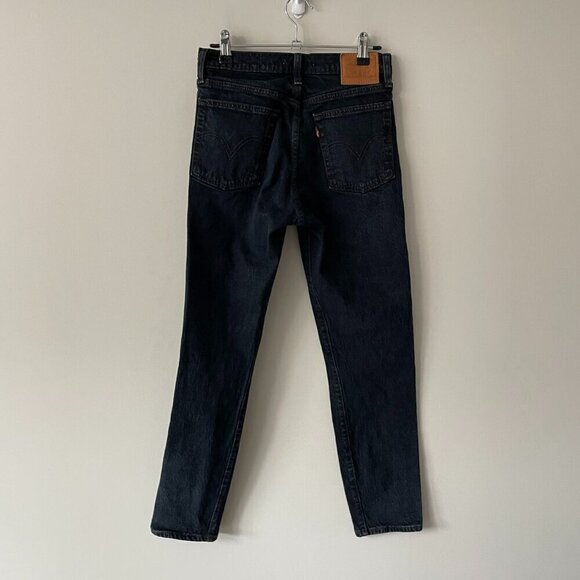 Levi's Wedgie Button Fly Waist Denim Dark Wash High Rise Skinny Jeans Black 25 - Picture 3 of 11
